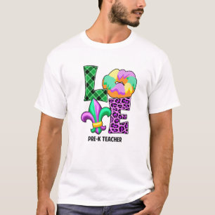 Camiseta Love Pre-K Teacher Funny Mardi Gras Festival Outfi