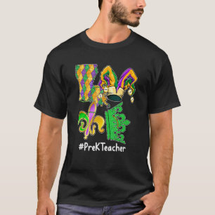 Camiseta Love Pre K Teacher Mardi Gras Party Mask Parade Co