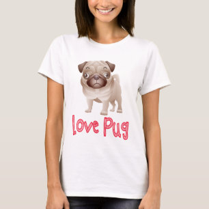 Camiseta Love Pug Puppy Dog Graphic T Shirt