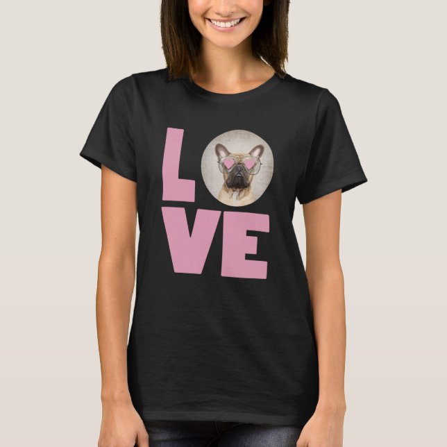 Camiseta LOVE Pug wearing Heart Glasses Cute Pug Valentines (Frente)