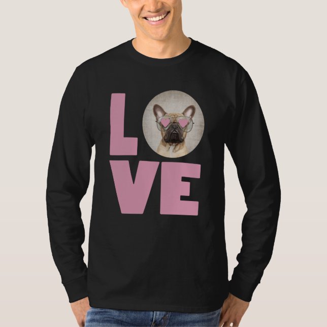 Camiseta LOVE Pug wearing Heart Glasses Cute Pug Valentines (Frente)