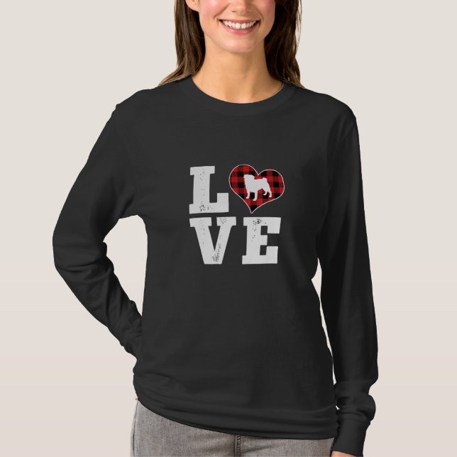 Camiseta Love Puggle Dog Lover Gifts Buffalo Plaid Dog Vale (Frente)