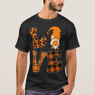 Camiseta LOVE Pumpkin Gnomo Queda Autumn Lepard Xadrez Chec