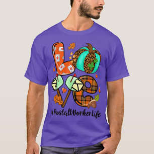 Camiseta LOVE Pumpkin Leopard Postal Worker Life Fall Thank
