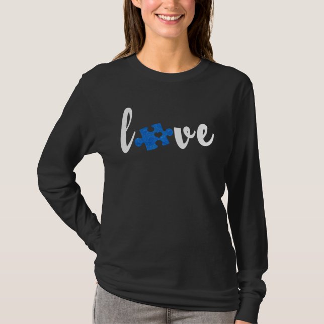 Camiseta LOVE Puzzle Pieces Heart Autism Awareness     1 (Frente)