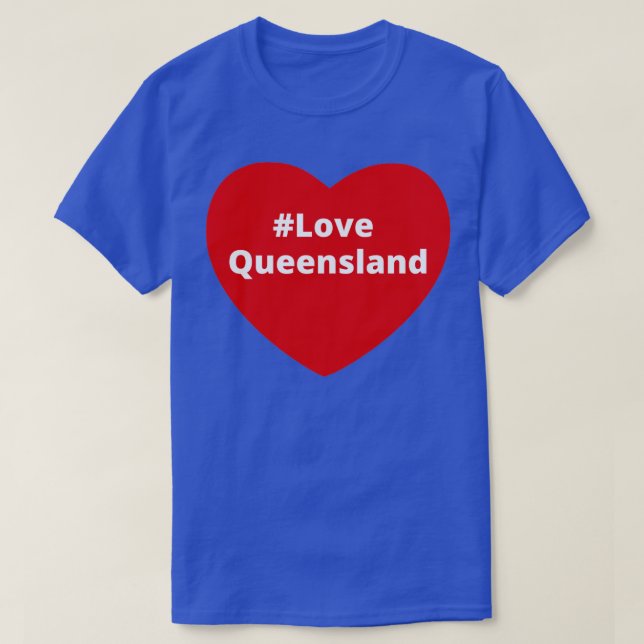 Camiseta Love Queensland Hashtag Heart (Frente do Design)