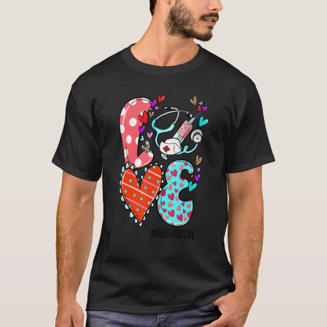 Camiseta LOVE Radiologist Life Leopard Heart Valentine's Da (Frente)