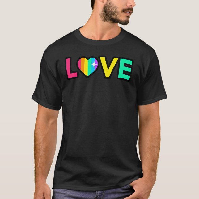 Camiseta Love Rainbow Colors Retro Groovy Classic (Frente)