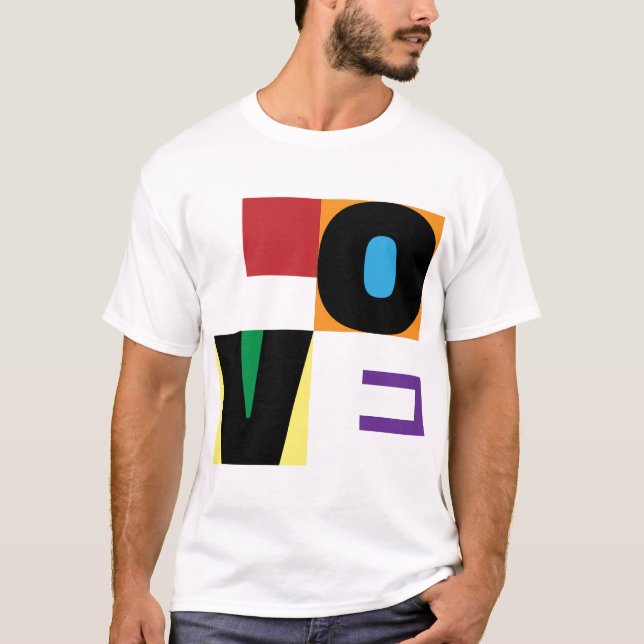 Camiseta Love Rainbow Colour Contemporâneo Letter Art Desig (Frente)