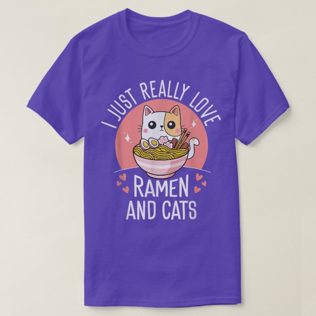 Camiseta Love Ramen Cat Kawaii Anime Noodles Japoneses Otak (Frente do Design)