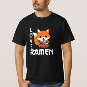 Camiseta Love Ramen Cute Fox Kawaii Foxes