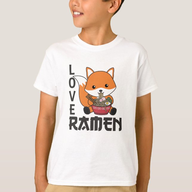 Camiseta Love Ramen Cute Fox Kawaii Foxes (Frente)