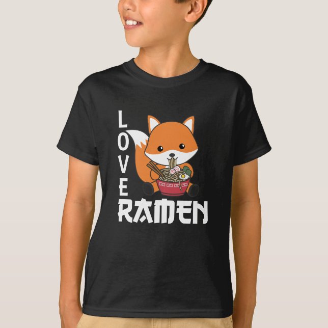 Camiseta Love Ramen Cute Fox Kawaii Foxes (Frente)