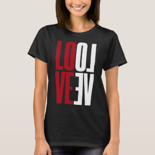 Camiseta Love Red White Espelho Vertical Branco Alta Tipogr