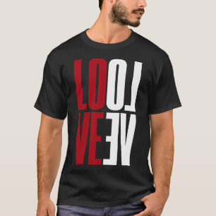 Camiseta Love Red White High Typografia Vertical Mirror