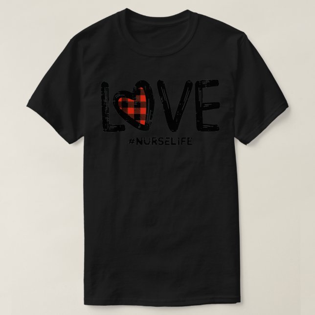 Camiseta Love Red Xadrez Heart Nur Dia de os namorados (Frente do Design)