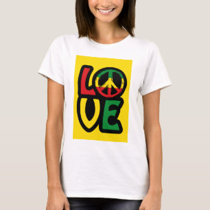 Camiseta Love reggae music peace symbol reggae t shirt