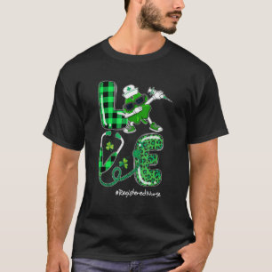 Camiseta Love Registse Nurse Shamrock Stethoscope Rua Patr