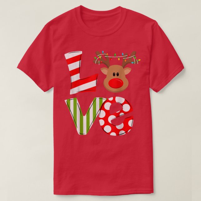 Camiseta Love Reindeer Rudolph Felry Natal Papais noeis N (Frente do Design)