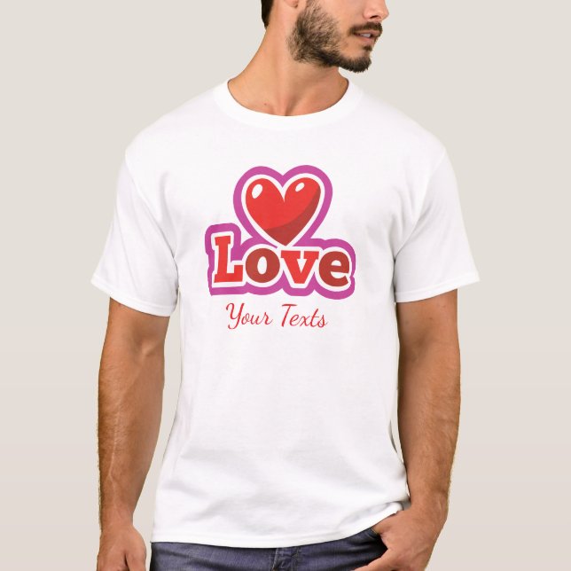 Camiseta Love & Romance Concept Design with Heart Elements (Frente)