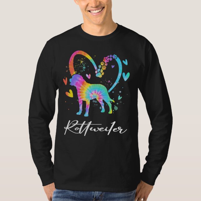 Camiseta Love Rottweiler Tie Dye Rainbow Dog Lover (Frente)