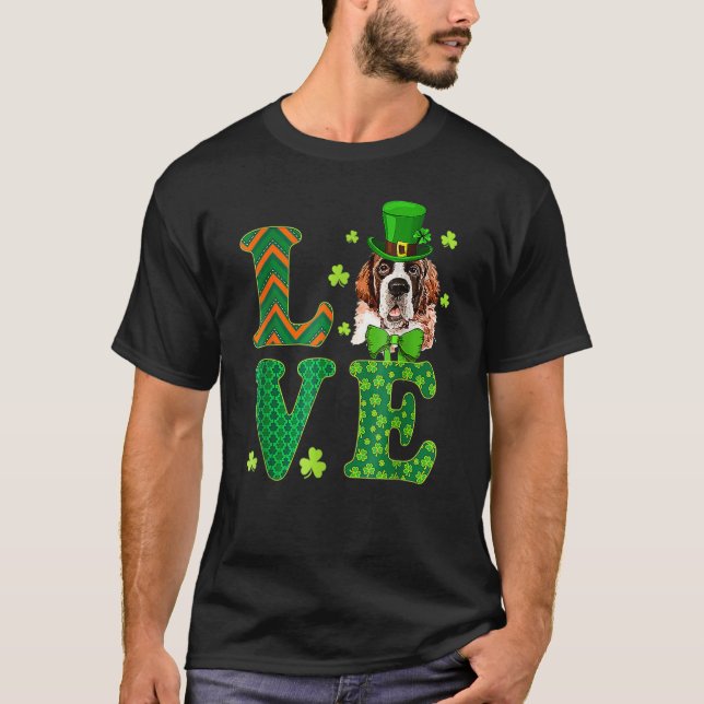 Camiseta Love Saint Bernard Dog St Patricks Day (Frente)