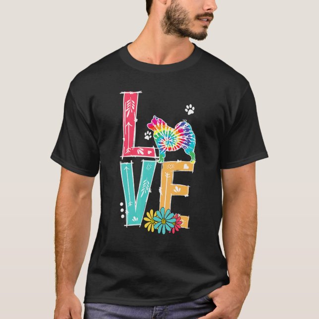 Camiseta Love Samoyed Tie Dye Rainbow Samoyed (Frente)