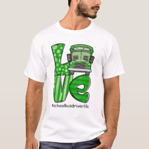 Camiseta Love School Bus Driver Life Irish Shamrock Rua Pat