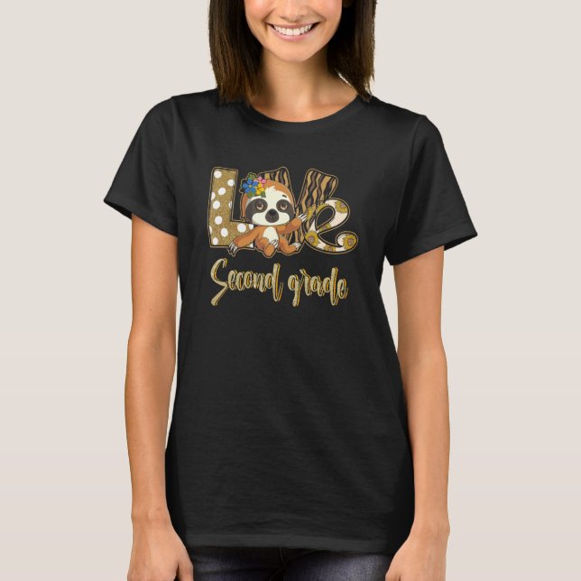 Camiseta Love Second Grade Sloth 2nd Grade Teacher Back To  (Frente)