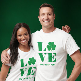 Camiseta Love Shamrock Clover Irish Custom Text White