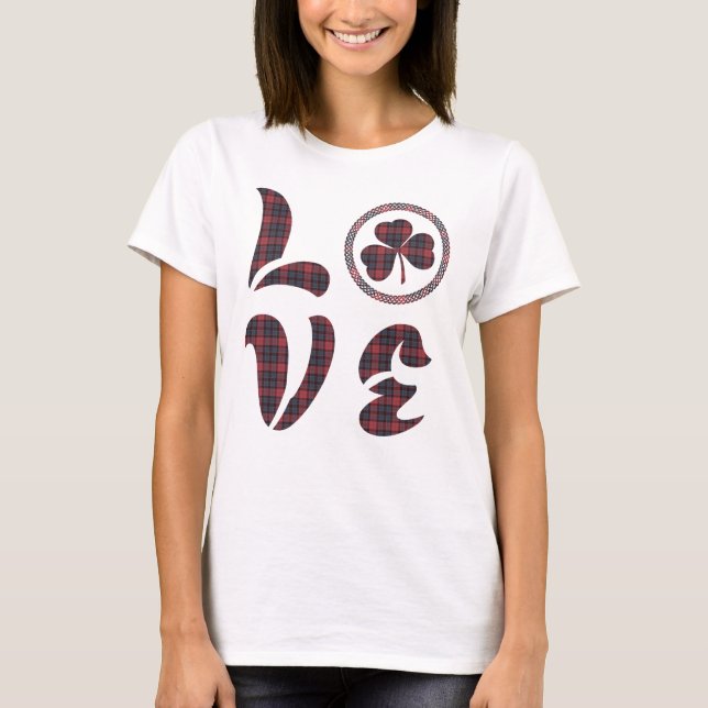 Camiseta Love Shamrock Plaid Tartan Pattern (Frente)