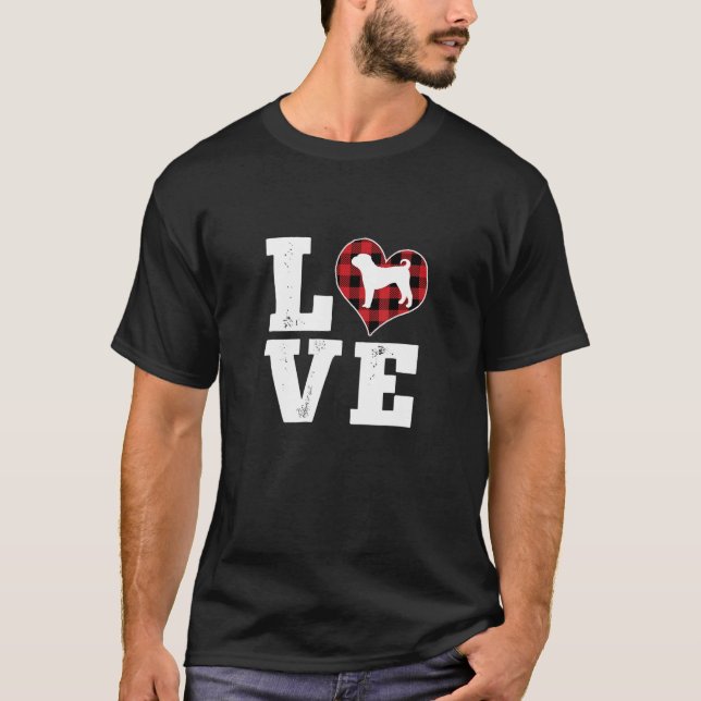 Camiseta Love Shar Pei Dog Lovers Gifts Buffalo Plaid Valen (Frente)