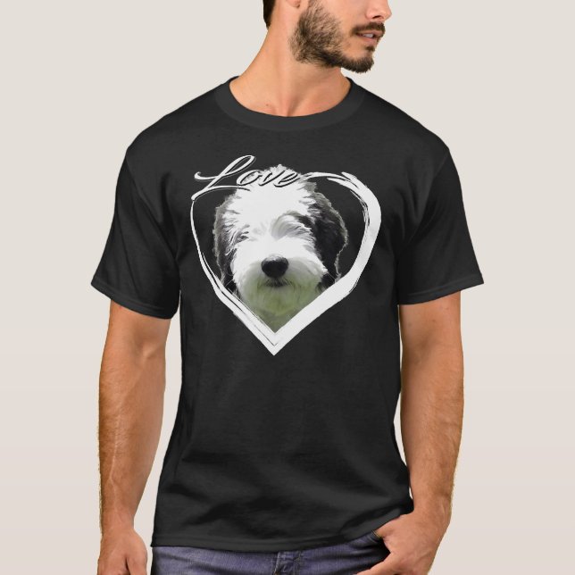 Camiseta Love Sheepadoodle Old English Sheepdog + Poodle Lo (Frente)