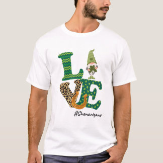 Camiseta Love Shenanigans Lucky Leopard Gnome St Patricks D