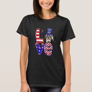 Camiseta Love Shih Tzu Patriótico 4 De Julho