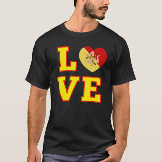 Camiseta LOVE Sicily Sicilian Trinacria as the O in Love