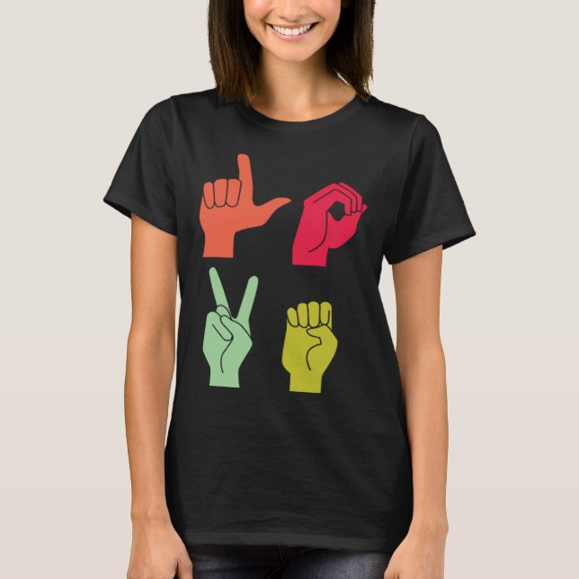 Camiseta Love Sign ASL Deaf Pride (Frente)