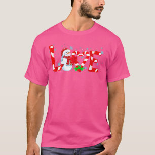 Camiseta Love Snowman Candy Christmas Best Gift 2021