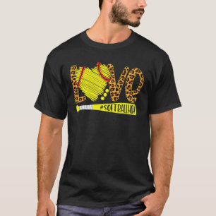 Camiseta Love Sofball Mãe, Leopardo Imprime Baseball Lover