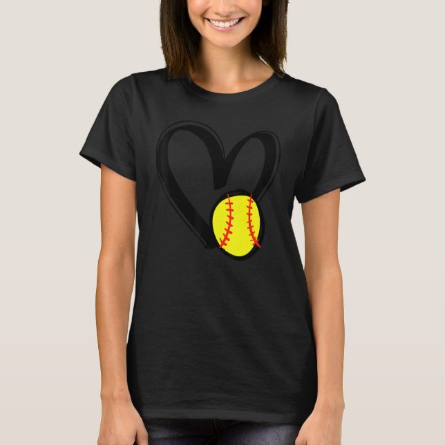 Camiseta Love Softball Heart Softball Love Men Women (Frente)