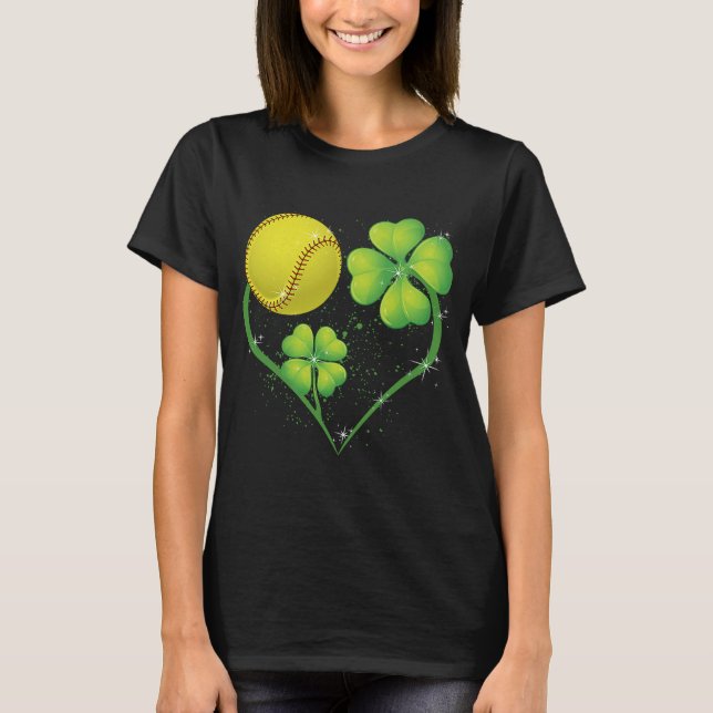 Camiseta Love Softball Shamrock C Saint Patrick's Day Men B (Frente)