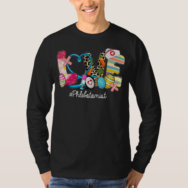 Camiseta LOVE Stethoscope Escrub Phlebotomist Enfermeira Ea (Frente)