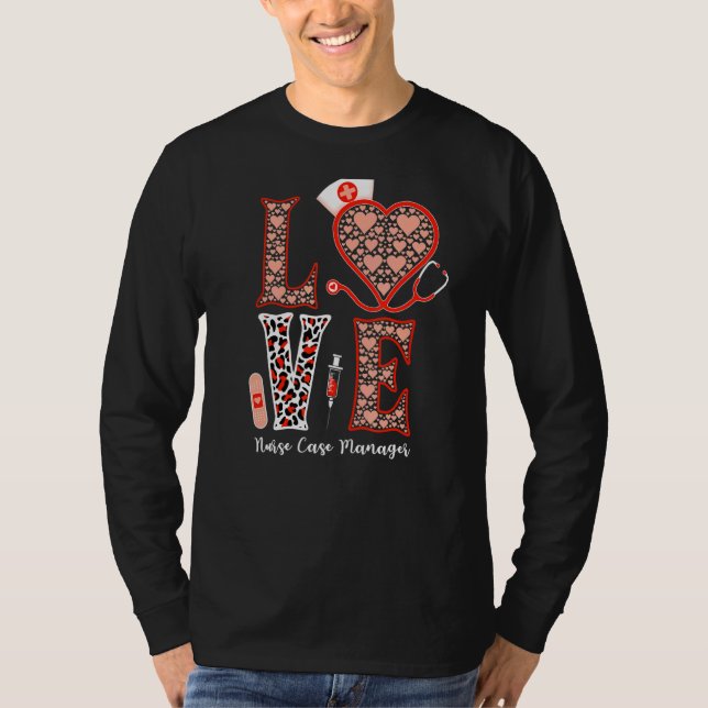 Camiseta Love Stethoscope Heart Leopard Nurse Case Manger F (Frente)