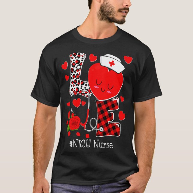 Camiseta Love Stethoscope Heart Nicu Nurse Valentines Day  (Frente)