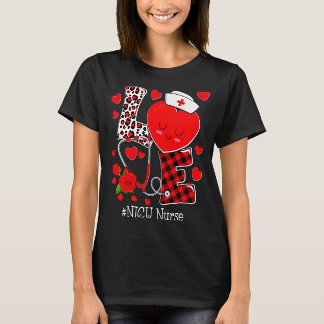 Camiseta Love Stethoscope Heart Nicu Nurse Valentines Day  (Frente)