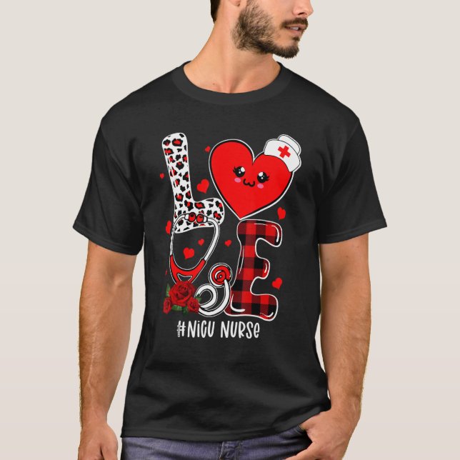 Camiseta Love Stethoscope Heart NICU Nurse Valentines Day_1 (Frente)