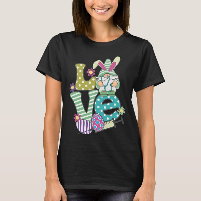 Camiseta Love Stethoscope Scrub Life Nurse Bunny Easter Day (Frente)