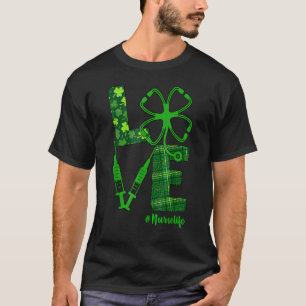 Camiseta Love Stethoscope Syinge Enfermeira Rua de vida Pat