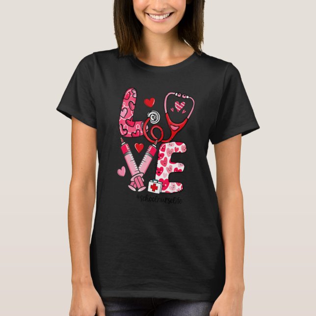 Camiseta LOVE Stethoscope Syringe School Nurse Life Valenti (Frente)