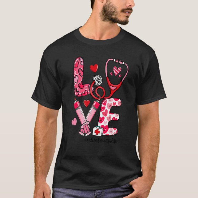 Camiseta LOVE Stethoscope Syringe School Nurse Life Valenti (Frente)